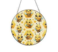 Vortithora Cartoon-Bee-Honeycomb Suncatcher Window Hanging Decor