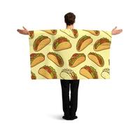 Vortithora Cartoon Taco Design Flag Cape With Sleeves For Adults, Polyester Wearable Flag Cloak, Lightweight Sports Fan Cape For Game Day, Bar Parties And Street Celebrations