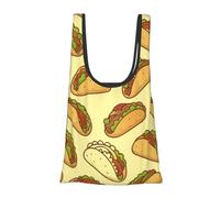 Vortithora Cartoon Taco Design Reusable Foldable Shopping Bag, Portable Grocery Bag For Daily Use