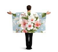 Vortithora Cherry-Blossoms-Peach-Floral Flag Cape With Sleeves For Adults, Polyester Wearable Flag Cloak, Lightweight Sports Fan Cape For Game Day, Bar Parties And Street Celebrations
