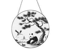 Vortithora Chinese-Panda-Ink-Painting Suncatcher Window Hanging Decor