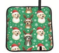 Vortithora Christmas-Dogs-Santa-Hats Foldable Stadium Seat Cushion Waterproof Portable Bleacher Pad Small Camping Mat For Camping Travel Outdoor Sports Events