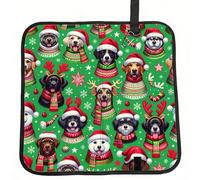Vortithora Christmas-Dogs-Snowflakes-Stars Foldable Stadium Seat Cushion Waterproof Portable Bleacher Pad Small Camping Mat For Camping Travel Outdoor Sports Events