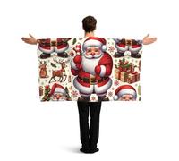 Vortithora Christmas-Santa-Claus-Elk Flag Cape With Sleeves For Adults, Polyester Wearable Flag Cloak, Lightweight Sports Fan Cape For Game Day, Bar Parties And Street Celebrations