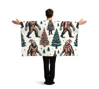Vortithora Christmas-Tree-Big-Foot Flag Cape With Sleeves For Adults, Polyester Wearable Flag Cloak, Lightweight Sports Fan Cape For Game Day, Bar Parties And Street Celebrations