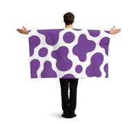 Vortithora Colorful Cow Print Flag Cape With Sleeves For Adults, Polyester Wearable Flag Cloak, Lightweight Sports Fan Cape For Game Day, Bar Parties And Street Celebrations