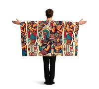 Vortithora Colorful-Egypt-Gods Flag Cape With Sleeves For Adults, Polyester Wearable Flag Cloak, Lightweight Sports Fan Cape For Game Day, Bar Parties And Street Celebrations