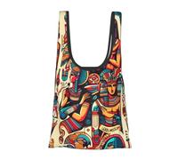 Vortithora Colorful-Egypt-Gods Reusable Foldable Shopping Bag, Portable Grocery Bag For Daily Use