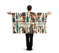 Vortithora Colorful-Egyptian-Gods Flag Cape With Sleeves For Adults, Polyester Wearable Flag Cloak, Lightweight Sports Fan Cape For Game Day, Bar Parties And Street Celebrations