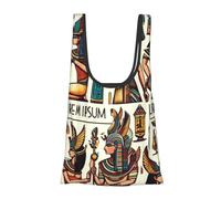Vortithora Colorful-Egyptian-Gods Reusable Foldable Shopping Bag, Portable Grocery Bag For Daily Use