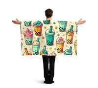 Vortithora Colorful-Milk-Tea Flag Cape With Sleeves For Adults, Polyester Wearable Flag Cloak, Lightweight Sports Fan Cape For Game Day, Bar Parties And Street Celebrations