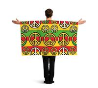 Vortithora Colorful-Peace-Sign Flag Cape With Sleeves For Adults, Polyester Wearable Flag Cloak, Lightweight Sports Fan Cape For Game Day, Bar Parties And Street Celebrations