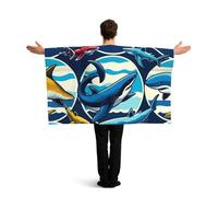 Vortithora Colorful-Sharks Flag Cape With Sleeves For Adults, Polyester Wearable Flag Cloak, Lightweight Sports Fan Cape For Game Day, Bar Parties And Street Celebrations
