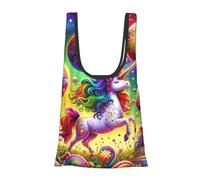 Vortithora Cosmic-Horse-Fantasy Reusable Foldable Shopping Bag, Portable Grocery Bag For Daily Use