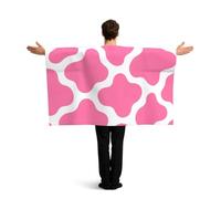 Vortithora Cow Print Flag Cape With Sleeves For Adults, Polyester Wearable Flag Cloak, Lightweight Sports Fan Cape For Game Day, Bar Parties And Street Celebrations