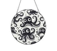 Vortithora Cute-Black-Cartoon-Inkfish Suncatcher Window Hanging Decor