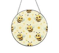 Vortithora Cute-Cartoon-Bee-Honeycomb Suncatcher Window Hanging Decor