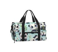 Vortithora Cute-Cartoon-Panda Sports Duffel Bag with Shoe Compartment