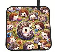 Vortithora Cute-Hedgehog-Floral Foldable Stadium Seat Cushion Waterproof Portable Bleacher Pad Small Camping Mat For Camping Travel Outdoor Sports Events