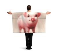 Vortithora Cute-Little-Piggy Flag Cape With Sleeves For Adults, Polyester Wearable Flag Cloak, Lightweight Sports Fan Cape For Game Day, Bar Parties And Street Celebrations