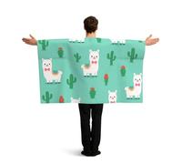 Vortithora Cute Llama Pattern Flag Cape With Sleeves For Adults, Polyester Wearable Flag Cloak, Lightweight Sports Fan Cape For Game Day, Bar Parties And Street Celebrations