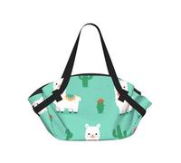 Vortithora Cute Llama Pattern Foldable Round Picnic Blanket Tote Bag, Portable Camping Mat With Handles And Inner Pockets, Water-Resistant Outdoor Beach Blanket For Picnic, Park, Camping