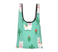 Vortithora Cute Llama Pattern Reusable Foldable Shopping Bag, Portable Grocery Bag For Daily Use