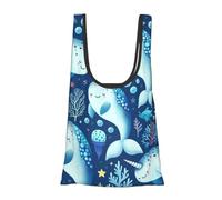 Vortithora Cute-Magic-Narwhals Reusable Foldable Shopping Bag, Portable Grocery Bag For Daily Use