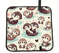 Vortithora Cute-Otter-Love Foldable Stadium Seat Cushion Waterproof Portable Bleacher Pad Small Camping Mat For Camping Travel Outdoor Sports Events