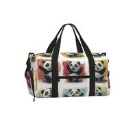 Vortithora Cute-Panda-Dance Sports Duffel Bag with Shoe Compartment