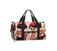 Vortithora Cute-Raccoon-Cat-Red-Panda Sports Duffel Bag with Shoe Compartment