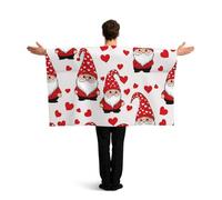 Vortithora Cute Valentine'S Gnomes Flag Cape With Sleeves For Adults, Polyester Wearable Flag Cloak, Lightweight Sports Fan Cape For Game Day, Bar Parties And Street Celebrations