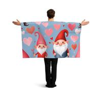 Vortithora Cute Valentine'S Love Gnomes Flag Cape With Sleeves For Adults, Polyester Wearable Flag Cloak, Lightweight Sports Fan Cape For Game Day, Bar Parties And Street Celebrations