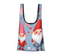 Vortithora Cute Valentine'S Love Gnomes Reusable Foldable Shopping Bag, Portable Grocery Bag For Daily Use