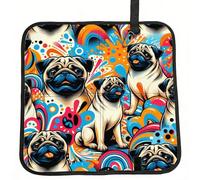 Vortithora Cute-Watercolor-Pug-Dogs Foldable Stadium Seat Cushion Waterproof Portable Bleacher Pad Small Camping Mat For Camping Travel Outdoor Sports Events