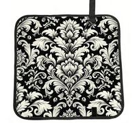 Vortithora Damask-Black-White-Pattern Foldable Stadium Seat Cushion Waterproof Portable Bleacher Pad Small Camping Mat For Camping Travel Outdoor Sports Events