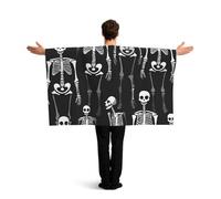 Vortithora Dead-Skeletons-Pattern Flag Cape With Sleeves For Adults, Polyester Wearable Flag Cloak, Lightweight Sports Fan Cape For Game Day, Bar Parties And Street Celebrations