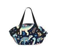 Vortithora Dinosaur-Colorful-Pattern Foldable Round Picnic Blanket Tote Bag, Portable Camping Mat With Handles And Inner Pockets, Water-Resistant Outdoor Beach Blanket For Picnic, Park, Camping