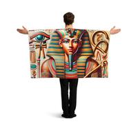 Vortithora Egyptian-God-Ankh-Staff Flag Cape With Sleeves For Adults, Polyester Wearable Flag Cloak, Lightweight Sports Fan Cape For Game Day, Bar Parties And Street Celebrations