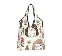 Vortithora Foldable Adorable-Hedgehogs-Forest Reusable Grocery Shopping Bag, Waterproof Shopping Tote