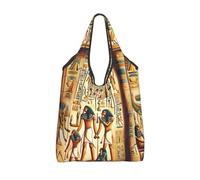 Vortithora Foldable Ancient-Egypt-Hieroglyphs Reusable Grocery Shopping Bag, Waterproof Shopping Tote