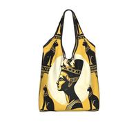 Vortithora Foldable Ancient-Egypt-Queen-Cats Reusable Grocery Shopping Bag, Waterproof Shopping Tote