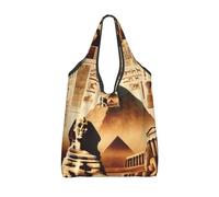 Vortithora Foldable Ancient-Egyptian-Civilization-Sphinx Reusable Grocery Shopping Bag, Waterproof Shopping Tote