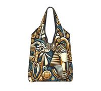 Vortithora Foldable Ancient-Egyptian-Symbols Reusable Grocery Shopping Bag, Waterproof Shopping Tote