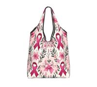 Vortithora Foldable Antlers-Breast-Cancer Reusable Grocery Shopping Bag, Waterproof Shopping Tote