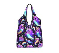 Vortithora Foldable Arctic-Whale-Narwhals Reusable Grocery Shopping Bag, Waterproof Shopping Tote