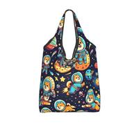 Vortithora Foldable Astronaut-Shiba-Exploration Reusable Grocery Shopping Bag, Waterproof Shopping Tote