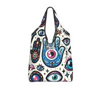 Vortithora Foldable Cartoon-Turkey-Evil-Eye Reusable Grocery Shopping Bag, Waterproof Shopping Tote