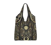 Vortithora Foldable Celestial-Pentagrams-Stars Reusable Grocery Shopping Bag, Waterproof Shopping Tote