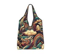 Vortithora Foldable Cloud-Dragon-China Reusable Grocery Shopping Bag, Waterproof Shopping Tote
